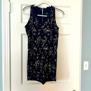 LOFT Black Floral Sleeveless Romper